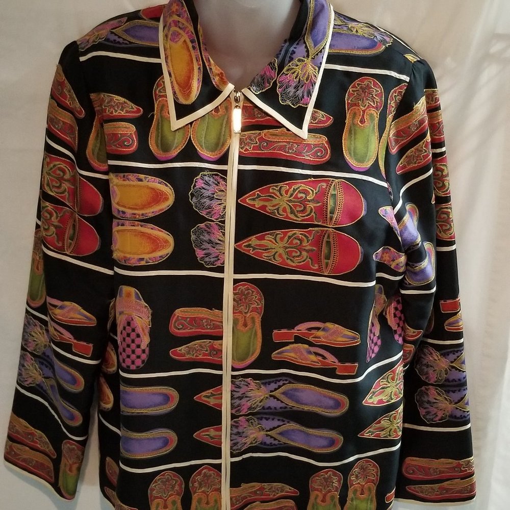 Silk Jacket Victor Costa Embroiderd S Lined